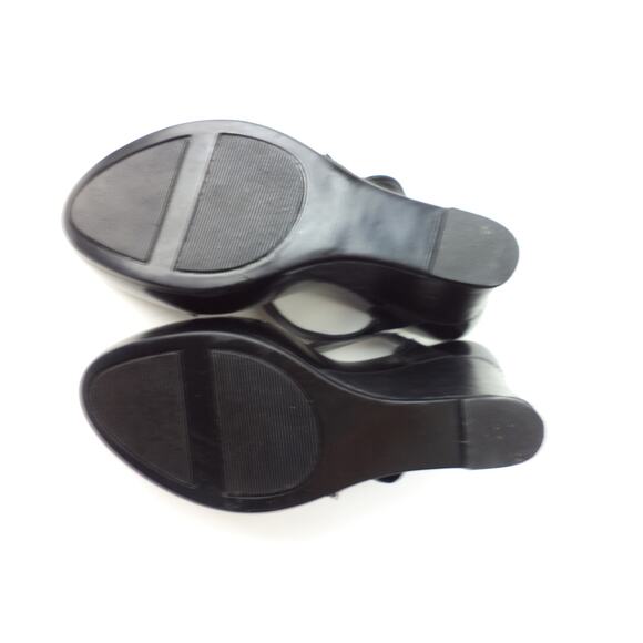 CIRCA JOAN & DAVID LOVEJOY BLACK LEATHER WEDGE PLATFORM HIGH HEEL SLIDE SHOE 10M - Picture 6 of 6